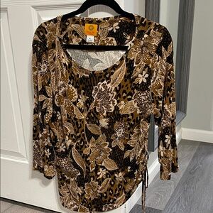 Ruby Rd. Brown Floral Blouse
